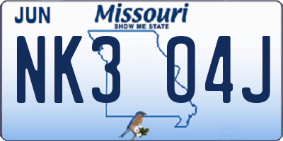 MO license plate NK3O4J