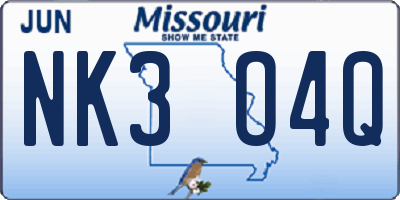 MO license plate NK3O4Q