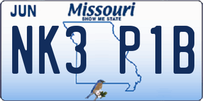 MO license plate NK3P1B