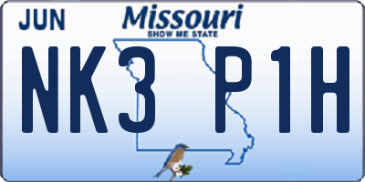 MO license plate NK3P1H