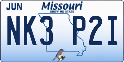 MO license plate NK3P2I