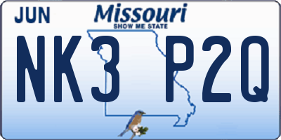 MO license plate NK3P2Q