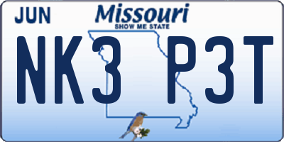 MO license plate NK3P3T
