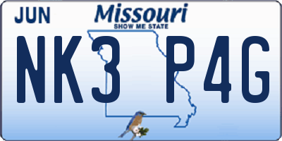MO license plate NK3P4G