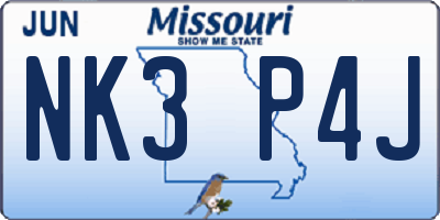 MO license plate NK3P4J