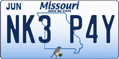 MO license plate NK3P4Y
