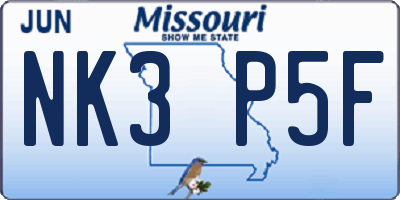 MO license plate NK3P5F