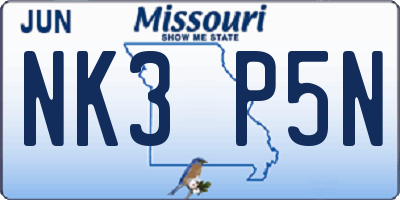 MO license plate NK3P5N