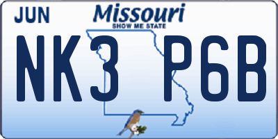 MO license plate NK3P6B