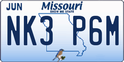 MO license plate NK3P6M