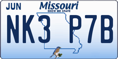 MO license plate NK3P7B