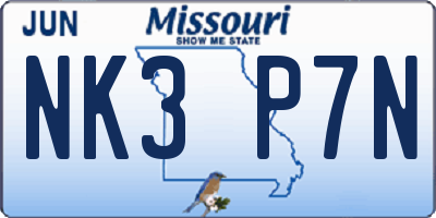 MO license plate NK3P7N