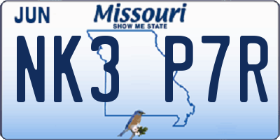 MO license plate NK3P7R