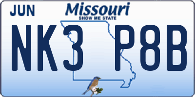 MO license plate NK3P8B
