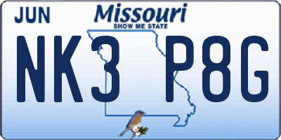 MO license plate NK3P8G