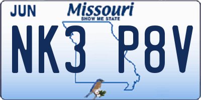 MO license plate NK3P8V