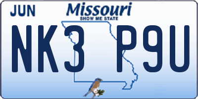 MO license plate NK3P9U