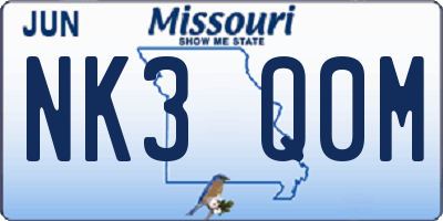 MO license plate NK3Q0M