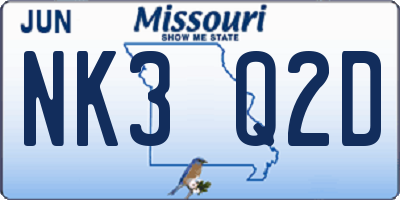 MO license plate NK3Q2D