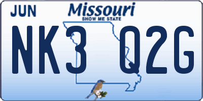 MO license plate NK3Q2G