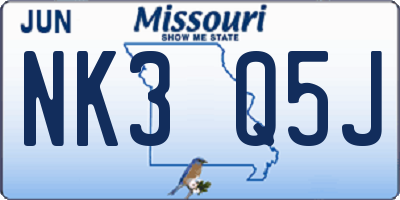 MO license plate NK3Q5J
