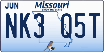MO license plate NK3Q5T