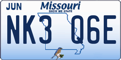 MO license plate NK3Q6E