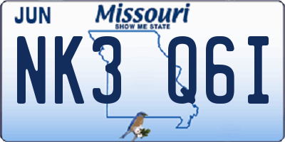 MO license plate NK3Q6I
