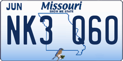 MO license plate NK3Q6O