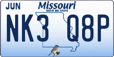MO license plate NK3Q8P