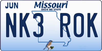 MO license plate NK3R0K