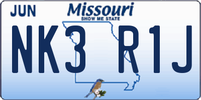 MO license plate NK3R1J
