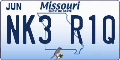 MO license plate NK3R1Q