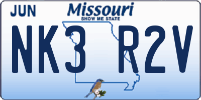 MO license plate NK3R2V