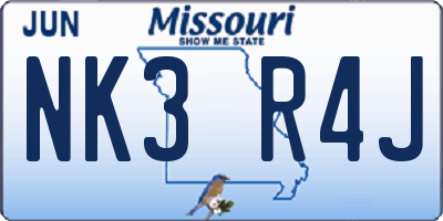 MO license plate NK3R4J