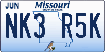 MO license plate NK3R5K