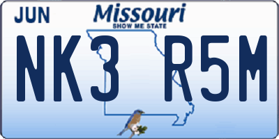 MO license plate NK3R5M