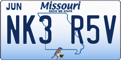 MO license plate NK3R5V