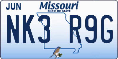 MO license plate NK3R9G