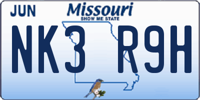 MO license plate NK3R9H