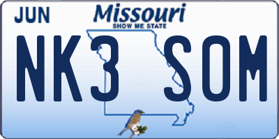 MO license plate NK3S0M