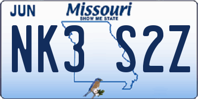 MO license plate NK3S2Z