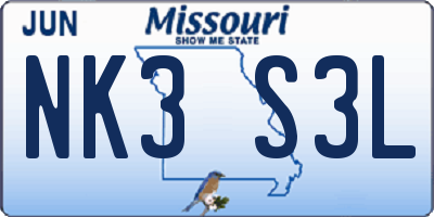 MO license plate NK3S3L