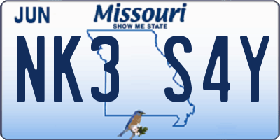 MO license plate NK3S4Y