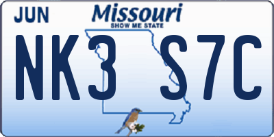 MO license plate NK3S7C