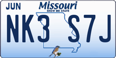 MO license plate NK3S7J