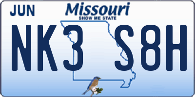 MO license plate NK3S8H