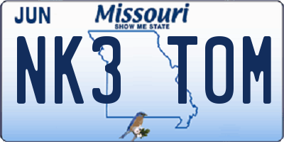 MO license plate NK3T0M