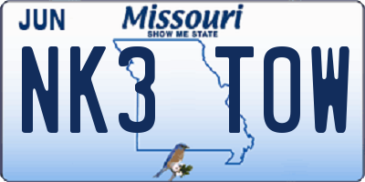 MO license plate NK3T0W