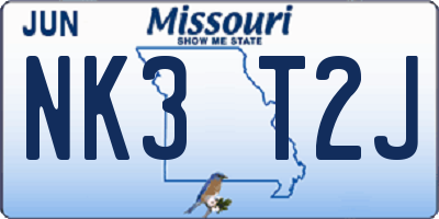 MO license plate NK3T2J